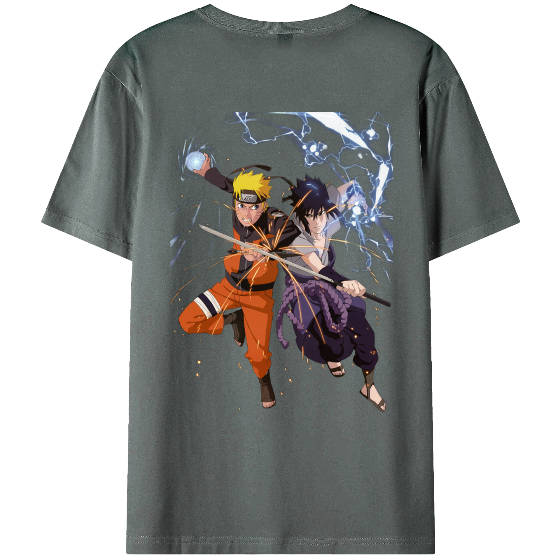 （画像用） NARUTO -ナルト- うずまき ナルト Uzumaki Naruto 綿100％ メンズ半袖Tシャツ（バックプリント） 通気性